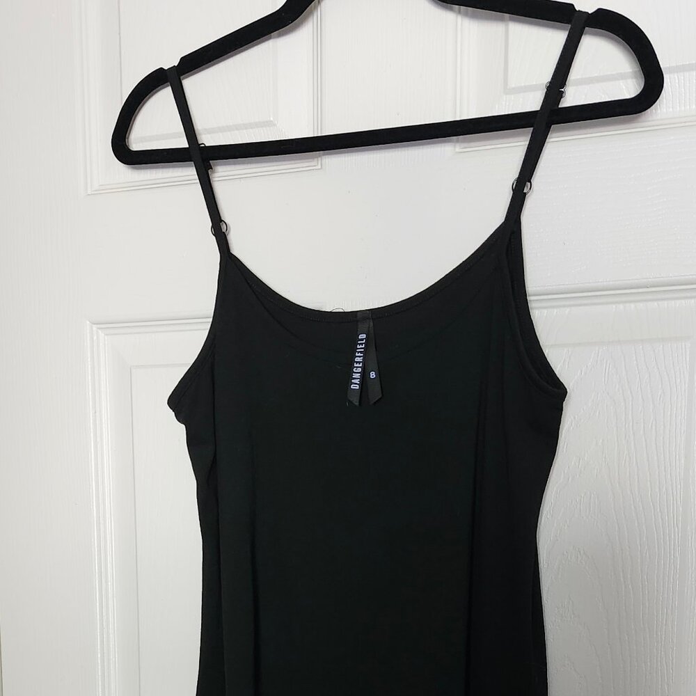 Modcloth x Dangerfield Blue Foil Dinosaur Sheer Black Dress - Picture 2 of 6
